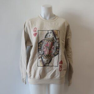 NWT Tina Demel Tan Queen Of Hearts Sweatshirt M